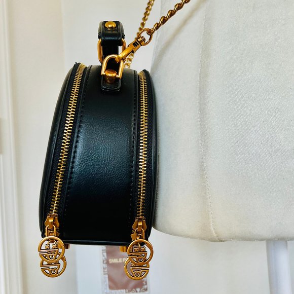 NWT Smile Focus Celestial Eye Embroidered Black Leather Crossbody Luxury Handbag - Picture 6 of 16